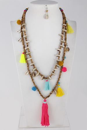 Sea Shell and Tassel Colorful Necklace 7FAF8